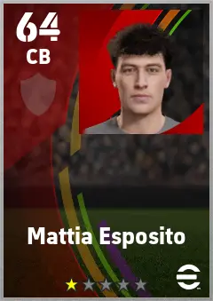 Mattia Esposito eFootball 2026 player card — 64 OVR CB