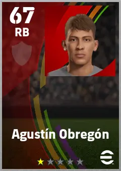 Agustin Obregon eFootball 2026 player card — 67 OVR RB