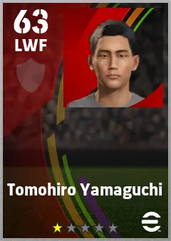 Tomohiro Yamaguchi eFootball 2026 player card — 63 OVR LWF