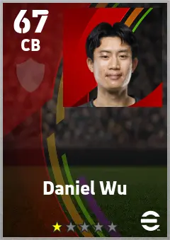 Daniel Wu eFootball 2026 player card — 67 OVR CB