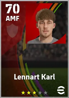 Lennart Karl eFootball 2026 player card — 70 OVR AMF