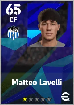 Matteo Lavelli eFootball 2026 player card — 65 OVR CF