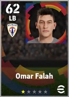 Omar Falah eFootball 2026 player card — 62 OVR LB