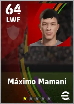 Maximo Mamani eFootball 2026 player card — 64 OVR LWF
