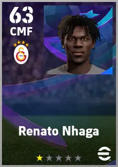 Renato Nhaga eFootball 2026 player card — 63 OVR CMF