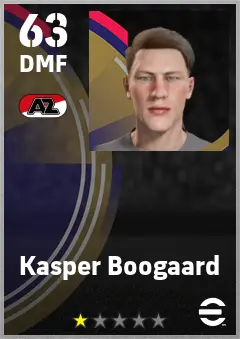 Kasper Boogaard eFootball 2026 player card — 63 OVR DMF