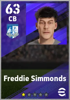 Freddie Simmonds eFootball 2026 player card — 63 OVR CB