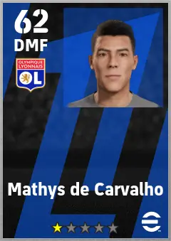 Mathys de Carvalho eFootball 2026 player card — 62 OVR DMF