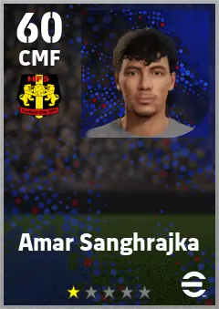 Amar Sanghrajka eFootball 2026 player card — 60 OVR CMF