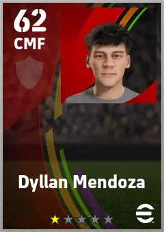 Dyllan Mendoza eFootball 2026 player card — 62 OVR CMF
