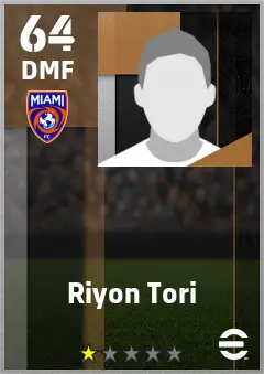 Riyon Tori eFootball 2026 player card — 64 OVR DMF