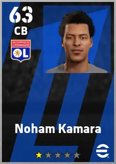 Noham Kamara eFootball 2026 player card — 63 OVR CB