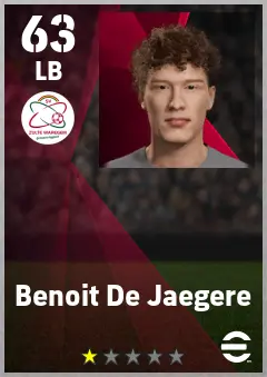 Benoit De Jaegere eFootball 2026 player card — 63 OVR LB