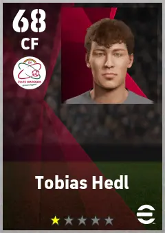 Tobias Hedl eFootball 2026 player card — 68 OVR CF