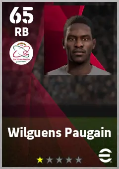 Wilguens Paugain eFootball 2026 player card — 65 OVR RB