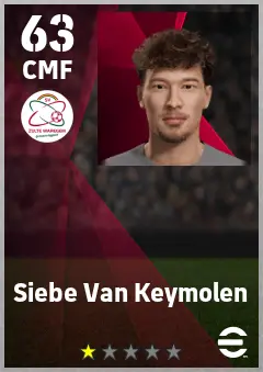 Siebe Van Keymolen eFootball 2026 player card — 63 OVR CMF