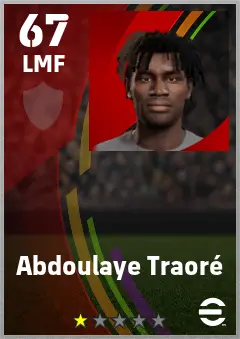 Abdoulaye Traore eFootball 2026 player card — 67 OVR LMF