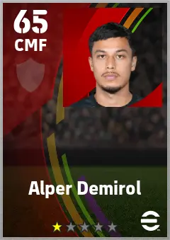 Alper Demirol eFootball 2026 player card — 65 OVR CMF