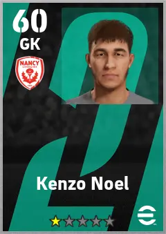 Kenzo Noel eFootball 2026 player card — 60 OVR GK