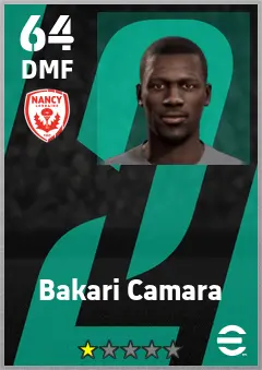 Bakari Camara eFootball 2026 player card — 64 OVR DMF