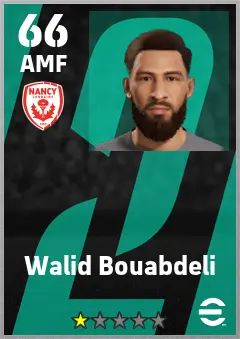 Walid Bouabdeli eFootball 2026 player card — 66 OVR AMF