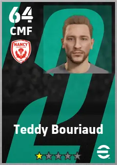 Teddy Bouriaud eFootball 2026 player card — 64 OVR CMF
