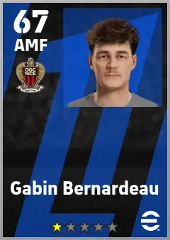 Gabin Bernardeau eFootball 2026 player card — 67 OVR AMF