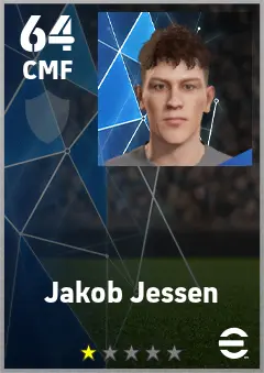 Jakob Jessen eFootball 2026 player card — 64 OVR CMF