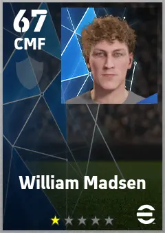 William Madsen eFootball 2026 player card — 67 OVR CMF