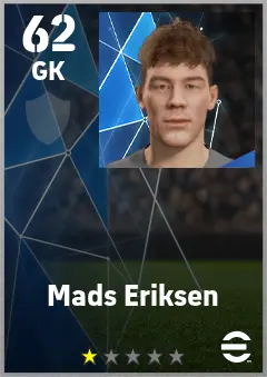 Mads Eriksen eFootball 2026 player card — 62 OVR GK