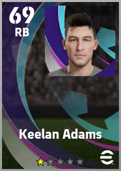 Keelan Adams eFootball 2026 player card — 69 OVR RB
