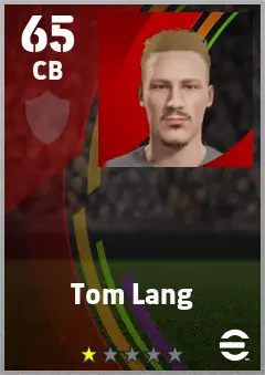 Tom Lang eFootball 2026 player card — 65 OVR CB