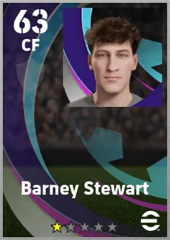 Barney Stewart eFootball 2026 player card — 63 OVR CF