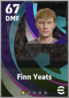 Finn Yeats eFootball 2026 player card — 67 OVR DMF