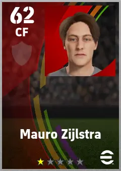 Mauro Zijlstra eFootball 2026 player card — 62 OVR CF