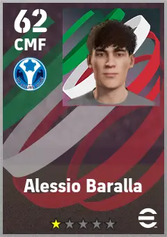 Alessio Baralla eFootball 2026 player card — 62 OVR CMF