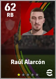Raul Alarcon eFootball 2026 player card — 62 OVR RB
