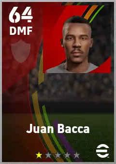Juan Bacca eFootball 2026 player card — 64 OVR DMF
