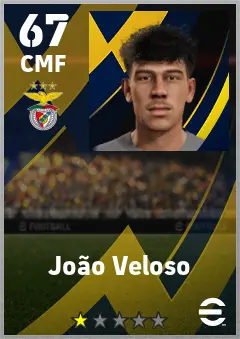 Joao Veloso eFootball 2026 player card — 67 OVR CMF