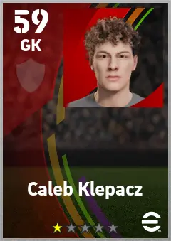 Caleb Klepacz eFootball 2026 player card — 59 OVR GK