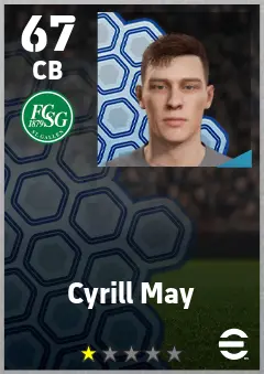 Cyrill May eFootball 2026 player card — 67 OVR CB