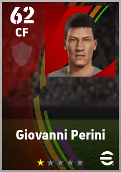 Giovanni Perini eFootball 2026 player card — 62 OVR CF