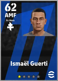 Ismael Guerti eFootball 2026 player card — 62 OVR AMF
