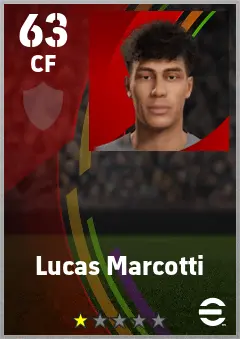Lucas Marcotti eFootball 2026 player card — 63 OVR CF