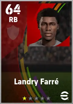 Landry Farre eFootball 2026 player card — 64 OVR RB