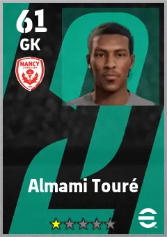 Almami Toure eFootball 2026 player card — 61 OVR GK