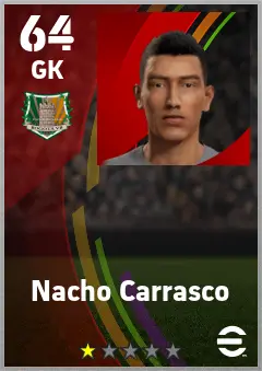 Nacho Carrasco eFootball 2026 player card — 64 OVR GK