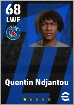 Quentin Ndjantou eFootball 2026 player card — 68 OVR LWF