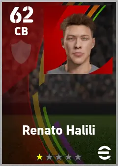 Renato Halili eFootball 2026 player card — 62 OVR CB