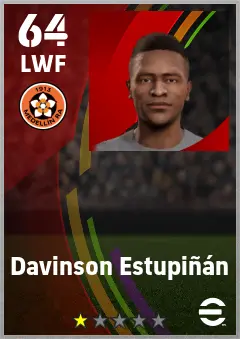 Davinson Estupinan eFootball 2026 player card — 64 OVR LWF